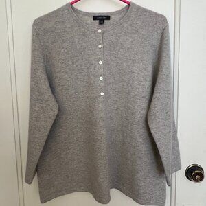 100% cashmere gray henley sweater - Lands End - Size XL - 18/20